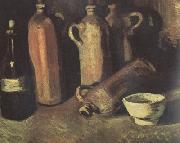 Still Life with Four Stone Bottles,Flask and White Cup (nn04) Vincent Van Gogh